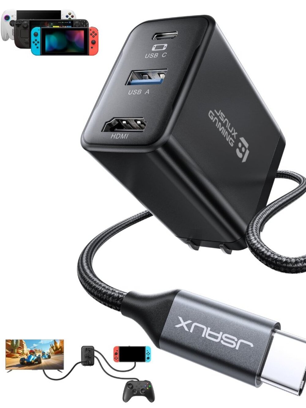 JSAUX 65W Switch Dock with 4K@120Hz HDMI, PD Fast Charging, 65W, Black
